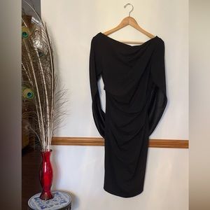 Betsy & Adam Cape Sleeve Crepe Sheath Dress